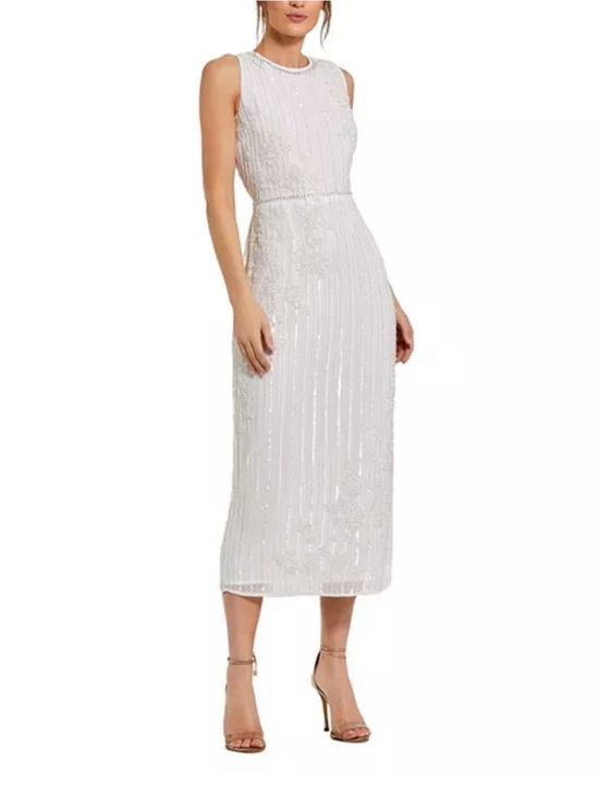 Mac Duggal Dresses & Skirts - Mac Duggal Ivory Beaded Sleeveless Midi Dress